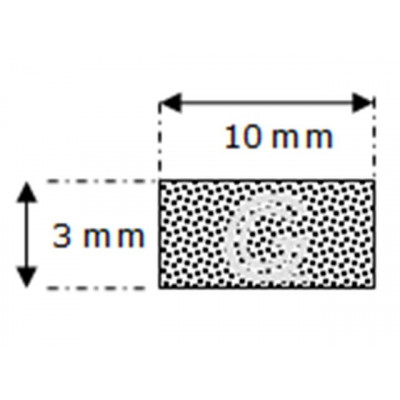 Rectangular sponge rubber cord | 3 x 10 mm| roll 100 meter